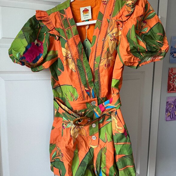 FARM Rio Orange Macaws Romper - Picture 2 of 4